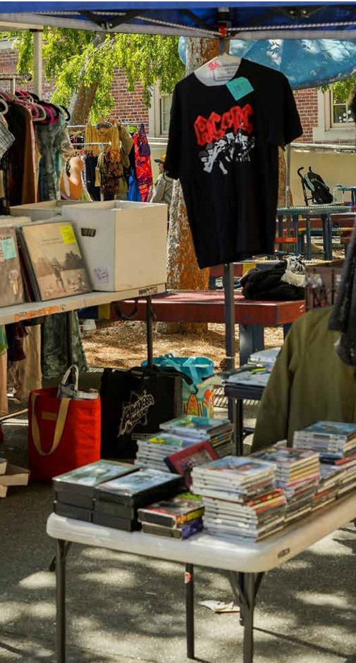 photo of a vintage fair with old tshirts